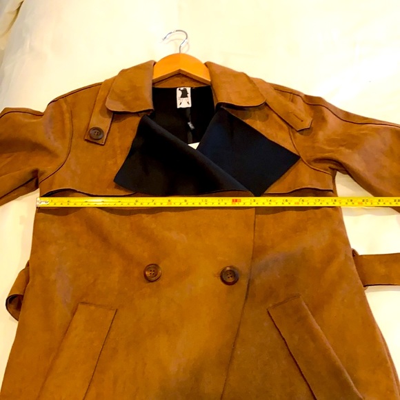 Faux Suede Trench  Coat - Picture 5 of 7